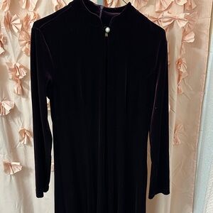 Coldwater Creek Velvet Long Sleeve Dress Burgundy